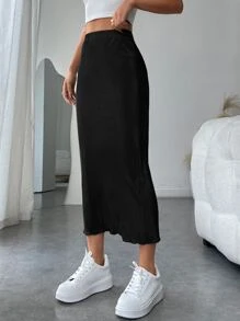 SHEIN EZwear High Waist Rib-knit Pencil Skirt