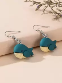 Whale Decor Drop Earrings - Multicolor - View 1