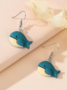 Whale Decor Drop Earrings - Multicolor - View 2