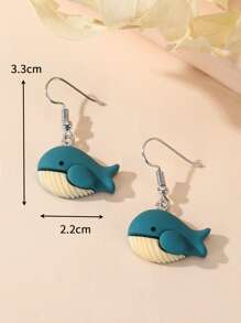 Whale Decor Drop Earrings - Multicolor - View 4