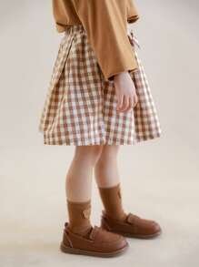 Toddler Girls Gingham Bow Front Flare Skirt