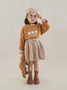 Toddler Girls Gingham Bow Front Flare Skirt