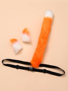 Juego de pinzas para el pelo con orejas y cola de gato naranja para mujer, 2 piezas, adecuadas para fiestas - Multicolor - Ver 1