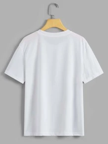 SHEIN LUNE Camiseta con estampado de slogan - Blanco - Ver 2