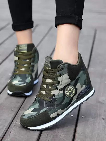 wedge sneakers camo