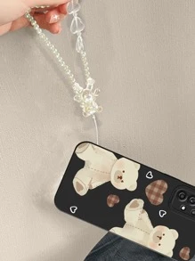 1pc Cartoon Dashed Bear Detachable Lanyard Phone Case, Compatible With Iphone 15 Pro Max, Xiaomi, Samsung All-inclusive Painted Protective Casing - Multicolor - View 4