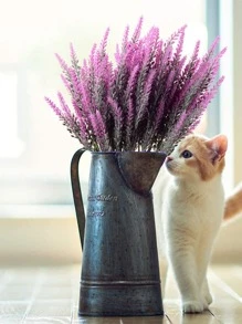 1pc Artificial Lavender Decor Flower, Home Vase Arrangement, Outdoor Garden Decor, Bridal Bouquet & Wrist Corsage Material - Multicolor - View 4