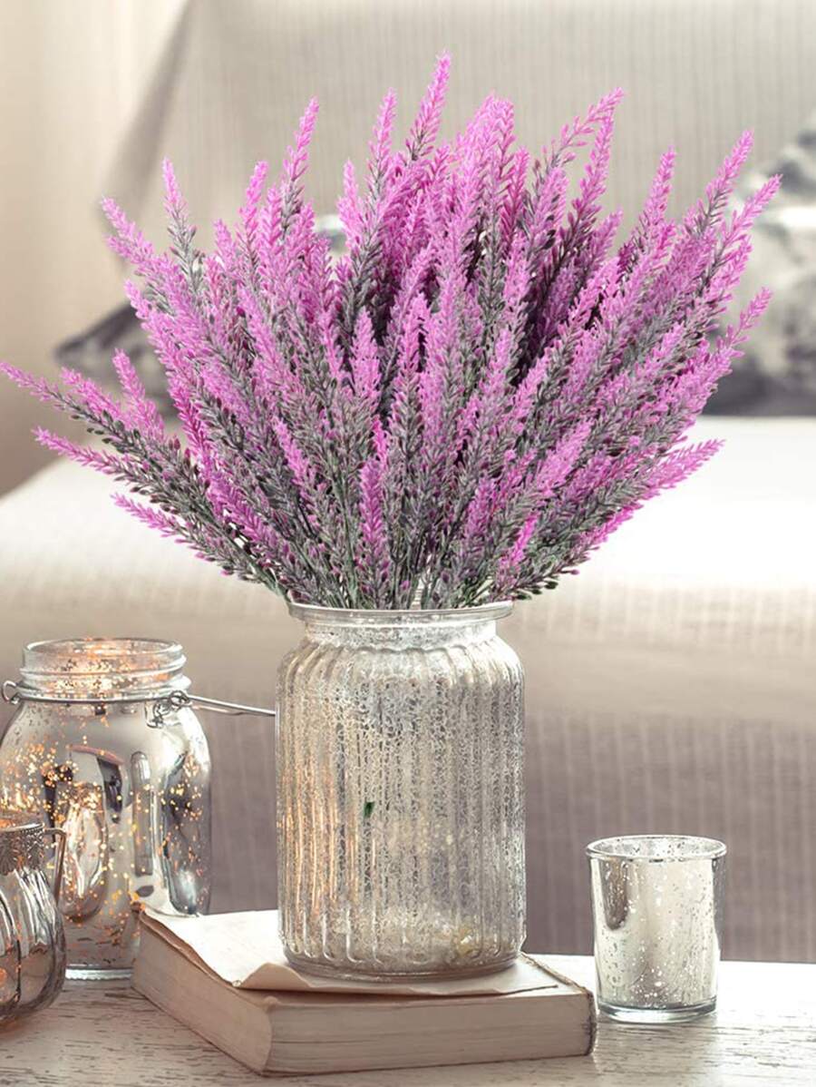 1pc Artificial Lavender Decor Flower, Home Vase Arrangement, Outdoor Garden Decor, Bridal Bouquet & Wrist Corsage Material - Multicolor - View 1