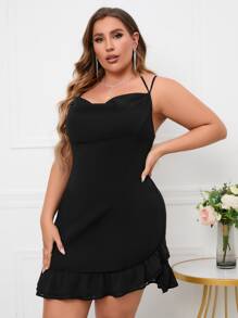 PARTHEA Vestido escote drapeado con cordón trasero bajo con fruncido - Ver 1