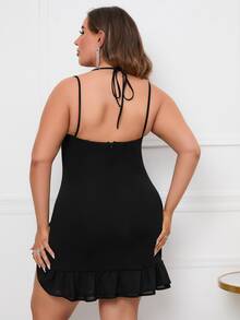 PARTHEA Vestido escote drapeado con cordón trasero bajo con fruncido - Ver 2