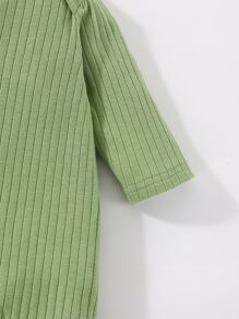 Newborn Baby Ribbed Knit Jumpsuit - Green - View 3