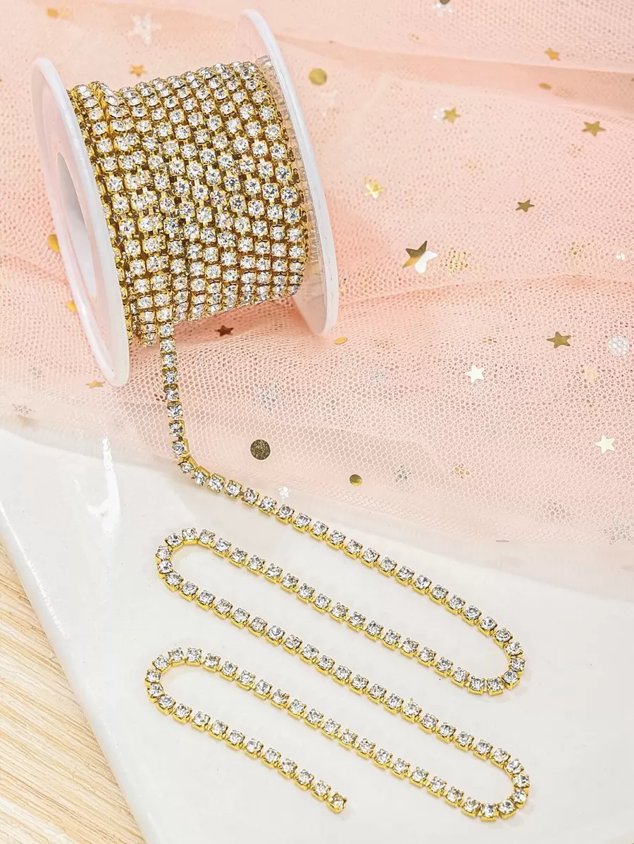 1入組爪水鑽水晶流蘇DIY衣服耳環配件珠子鑽石水鑽鏈條 - 金色 - 查看 1