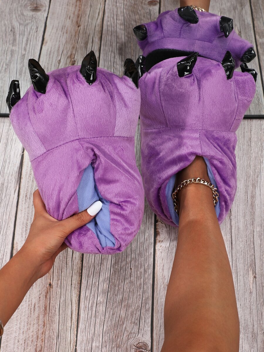 Dinosaur Claw Design Novelty Slippers - Purple - View 1