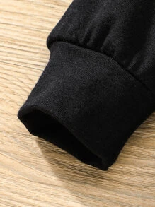 寶寶女孩格紋心形刺繡荷葉邊連體褲 - 黑色 - 查看 7
