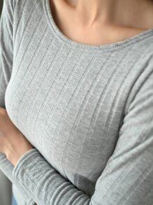 DAZY 素色保暖內衣上衣 - 灰色 - 查看 3