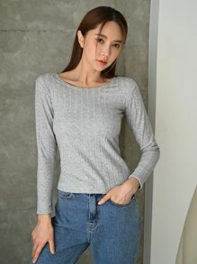 DAZY 素色保暖內衣上衣 - 灰色 - 查看 5