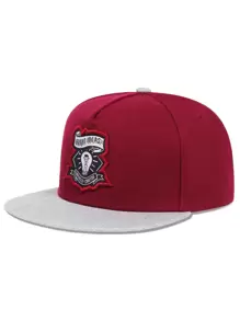 Men Letter Embroidery Hip Hop Cap - Burgundy - View 1