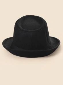 Sombrero fedora sólido para hombre casual - Negro - Ver 2