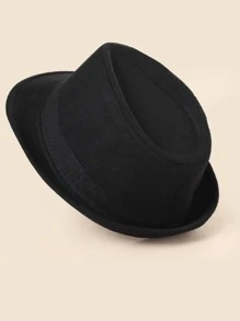 Sombrero fedora sólido para hombre casual - Negro - Ver 3