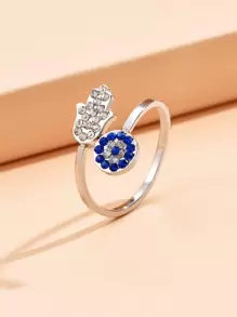 Rhinestone Hand & Evil Eye Decor Wrap Ring - Multicolor - View 3