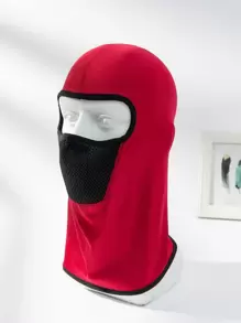 Men Two Tone Balaclava Cap - Red - View 1