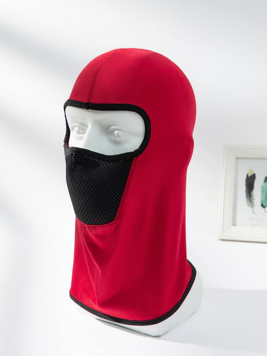 Men Two Tone Balaclava Cap - Red - View 1