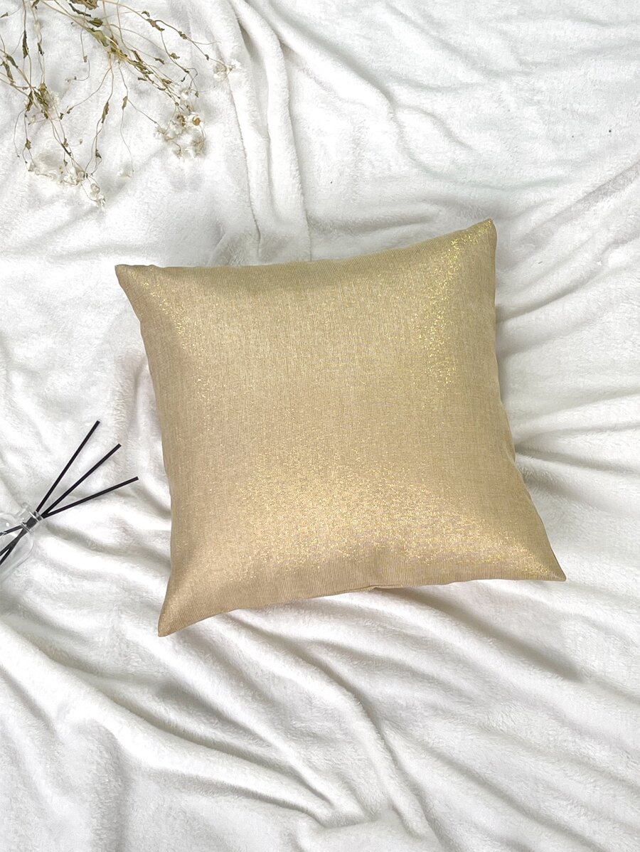 1pc Plain Color Cushion Cover Without Filler, Simple Throw Pillow Case For Sofa, Home Decor - Gold - View 1