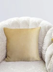 1pc Plain Color Cushion Cover Without Filler, Simple Throw Pillow Case For Sofa, Home Decor - Gold - View 3