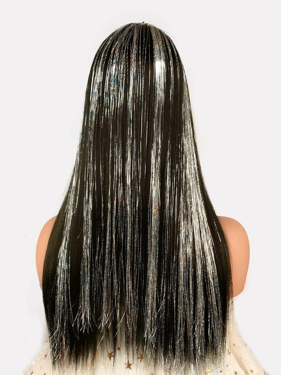 1 pieza Extensión del pelo largo recto sintético - Plateado - Ver 1