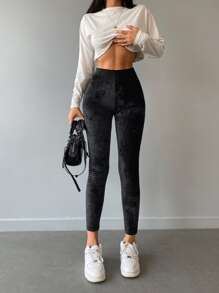 RueChic Solid High Waist Leggings - Black - View 4