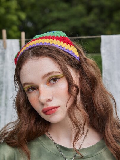 Fairycore Color Block Crochet Hair Band