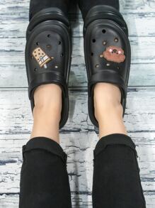 Zuecos con estampado de dibujos animados con abertura - Negro - Ver 2