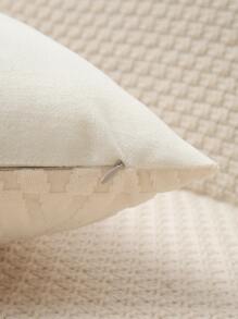 1pc Plain Color Cushion Cover Without Filler - Beige - View 2