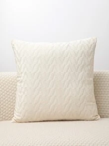 1pc Plain Color Cushion Cover Without Filler - Beige - View 3