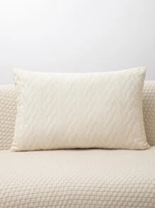 1pc Plain Color Cushion Cover Without Filler - Beige - View 4