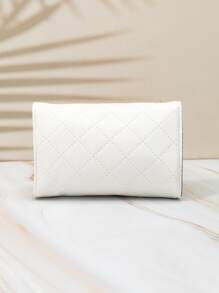 Mini Geometric Quilted Flap Square Bag - White - View 2