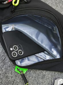 1 Pieza Bolsa deportiva portátil, bolsa de viaje, bolsa de almacenamiento, bolsa bandolera, mochila de pecho de gran capacidad para deportes y ocio al aire libre, perfecta para vuelta al cole, entrenamientos, ciclismo y senderismo, para hombres y mujeres - Negro - Ver 4