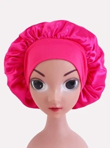 1个儿童弹力发带，柔软透气圆形帽，特别适合夜间保持卷发造型，四季皆宜的睡眠帽