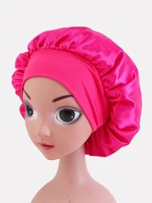 1个儿童弹力发带，柔软透气圆形帽，特别适合夜间保持卷发造型，四季皆宜的睡眠帽