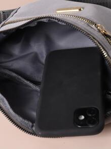 Riñonera con diseño metal doble cremallera - Gris - Ver 4