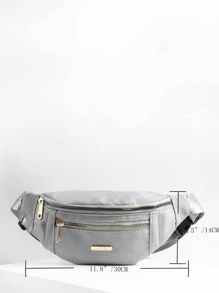 Riñonera con diseño metal doble cremallera - Gris - Ver 5