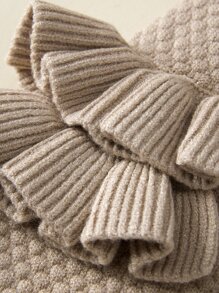 嬰兒荷葉邊紋理質感針織連身背心 - 卡其色 - 查看 3