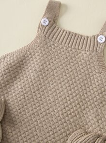 嬰兒荷葉邊紋理質感針織連身背心 - 卡其色 - 查看 4