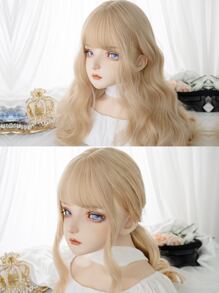 alicegarden 1 件合成耐热、长自然波浪金色假发、带刘海、24 英寸长、由纤维制成、适合日常使用、自然逼真的假发（不包括配饰）圣诞派对假期、Y2k 时尚由纤维制成的优雅假发、适合使用、自然逼真的假发 - 金色 - 查看 6