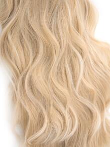 alicegarden 1 pieza Peluca larga ondulada sintética resistente al calor, en tono dorado con flequillo, 24 pulgadas de largo, hecha de fibra, adecuada para el uso diario, pieza de cabello falso natural y realista (no incluye accesorios) para la fiesta navideña, vacaciones y la Y2K. Elegante peluca de fibra adecuada para su uso, pieza de cabello falso natural y realista - Dorado - Ver 7