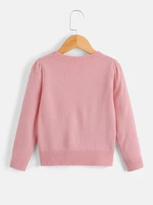 SHEIN Toddler Girls Cable Knit Jumper - Coral Pink - View 2
