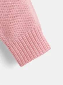 SHEIN Toddler Girls Cable Knit Jumper - Coral Pink - View 4