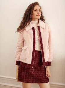 SHEIN Frenchy Plaid Tweed Mini Skirt - Maroon - View 8