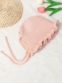 Niñas Sombrero con diseño de flor ribete con fruncido - Rosa - Ver 2