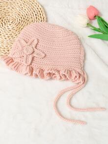 Niñas Sombrero con diseño de flor ribete con fruncido - Rosa - Ver 3